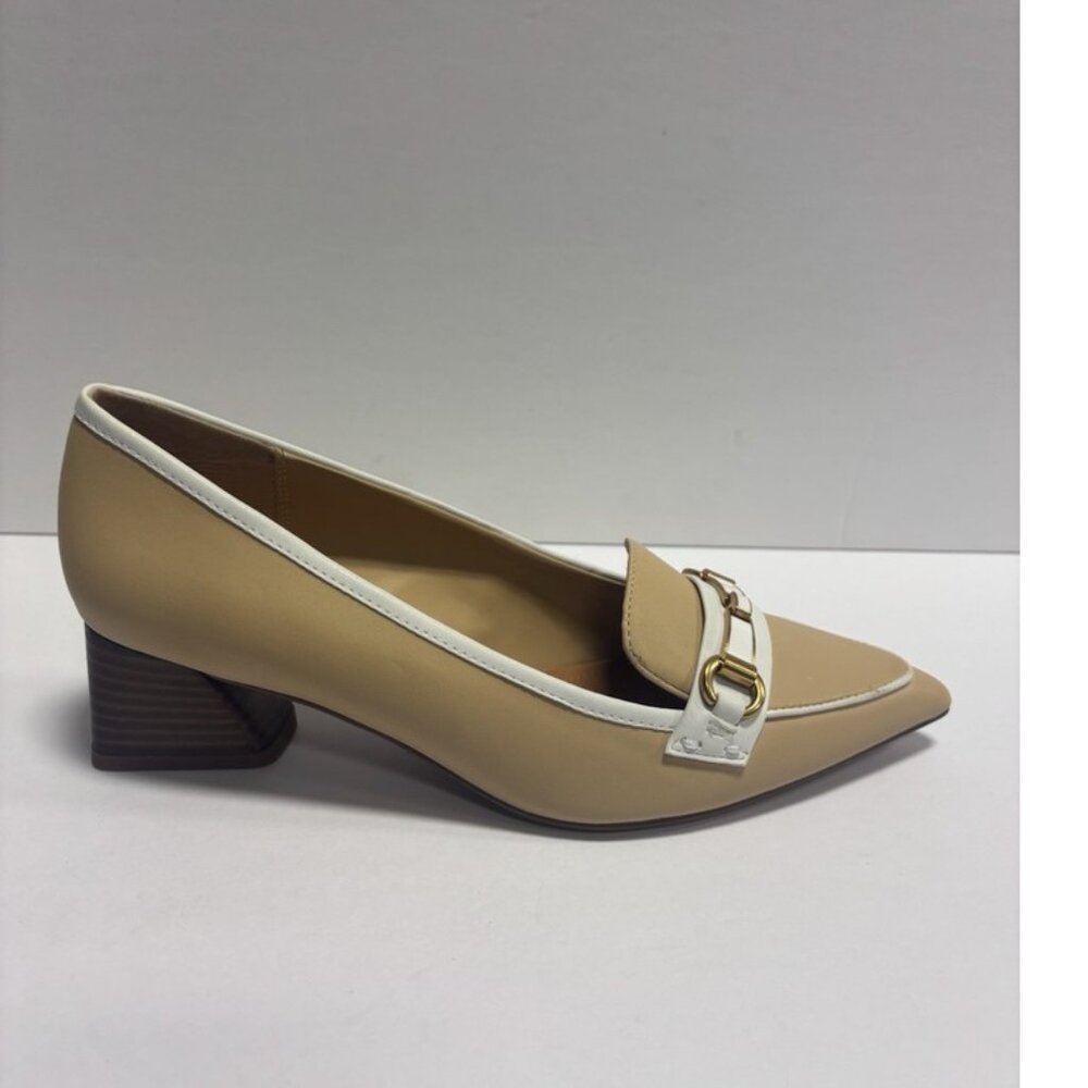 Franco Sarto Women’s Roxanne, Beige Block Heel Pumps, Size 8 M